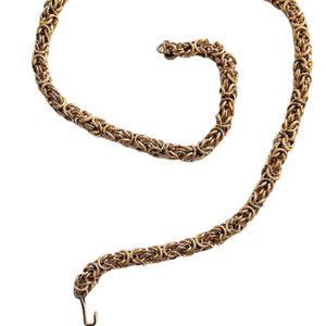 1980s Vintage Gold Tone Ornate Twisted Link Chain Belt Hook Closure 30" Long